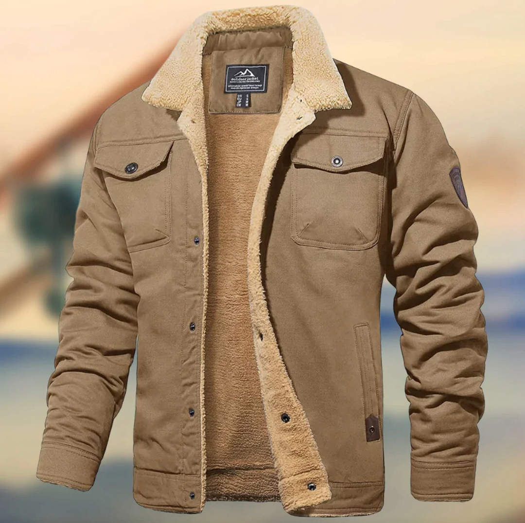 Barrett sherpa collar winter jacket in beige, front view