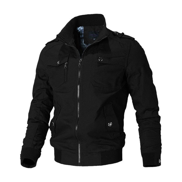 Callahan military bomber jacket in black, front view
