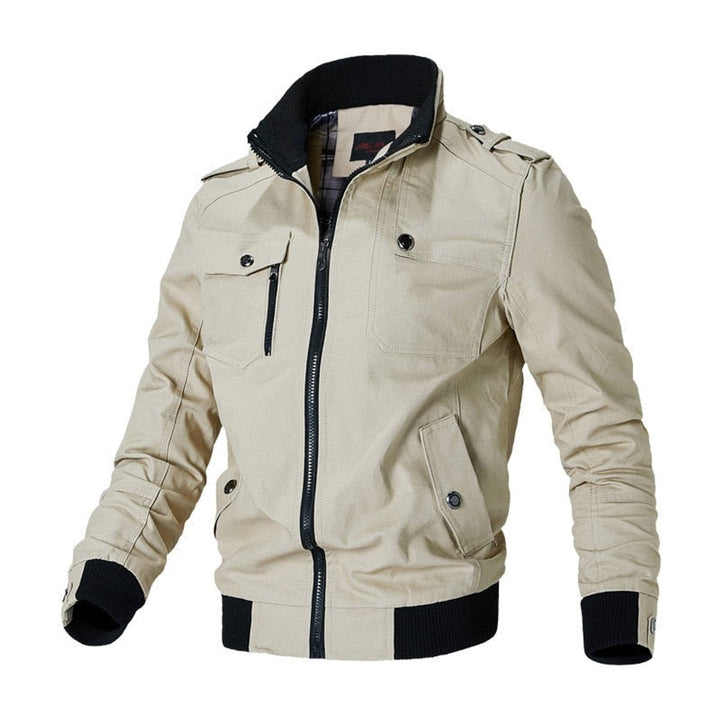 Callahan military bomber jacket in khaki, front view