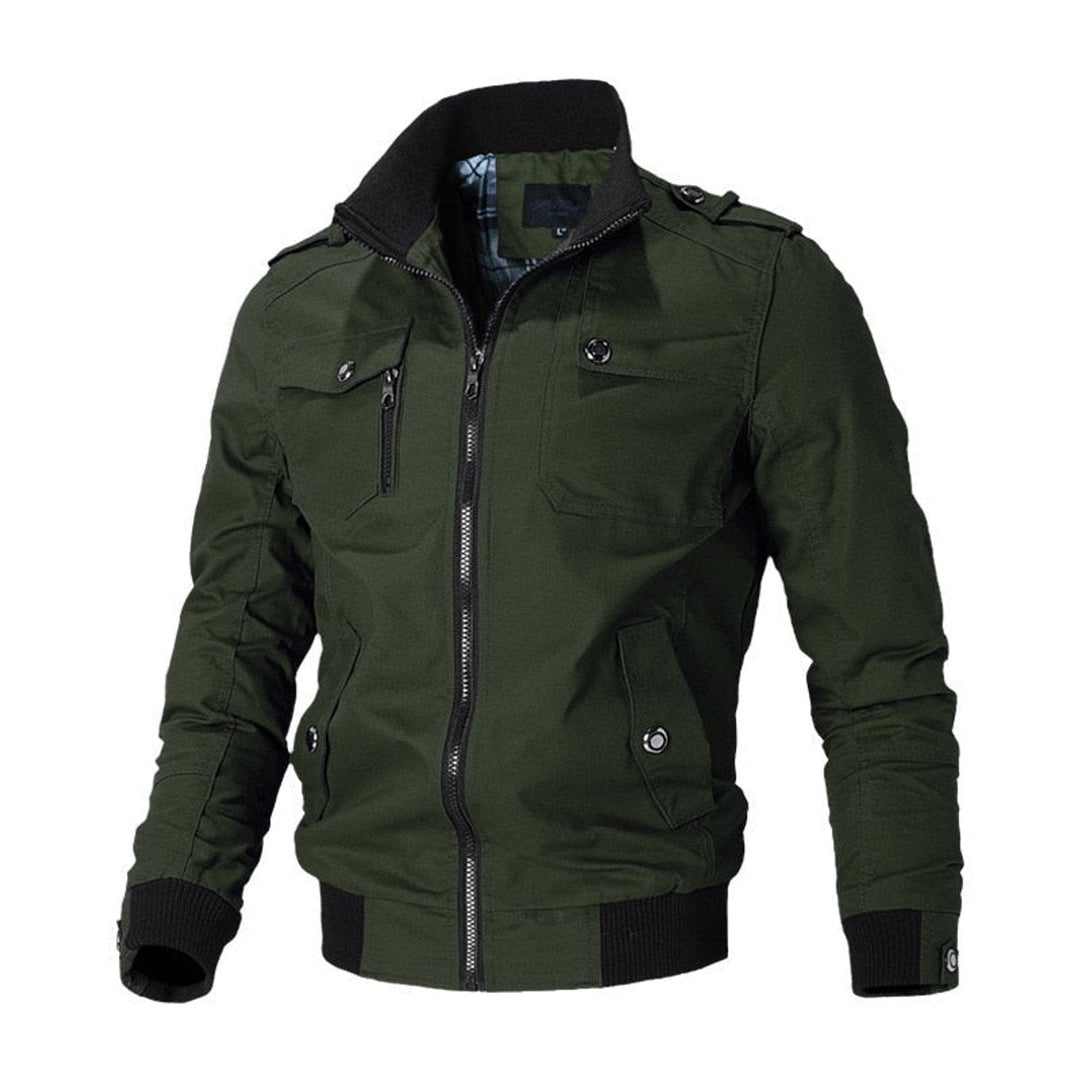 Callahan military bomber jacket in green, front view