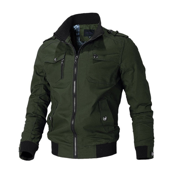 Callahan military bomber jacket in green, front view