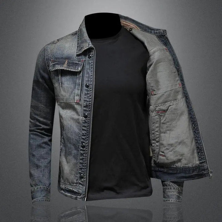 Callahan denim jacket open front showing lining detail