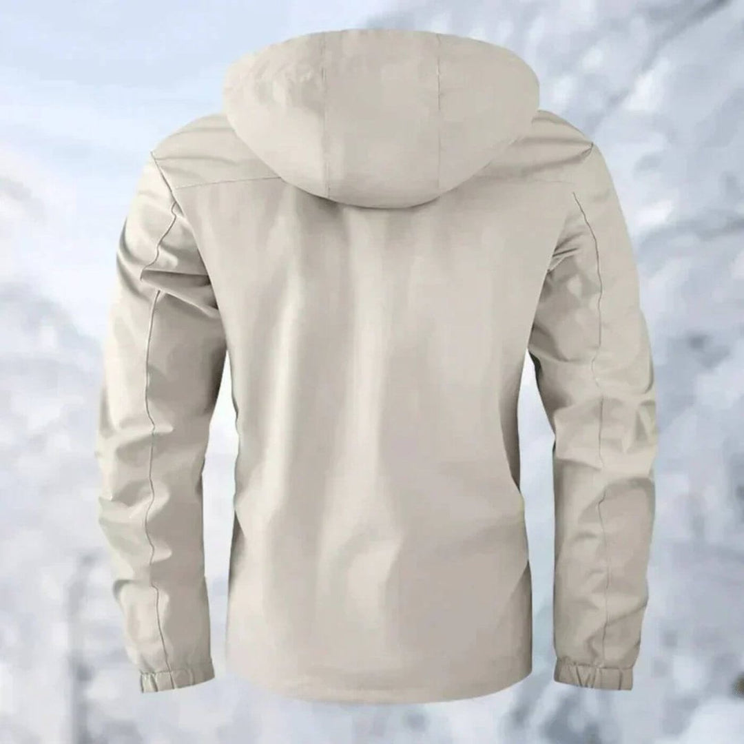 Griffin hooded waterproof jacket, back view