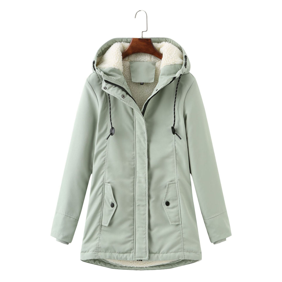 Harlow mint green sherpa lined hooded winter coat, front view