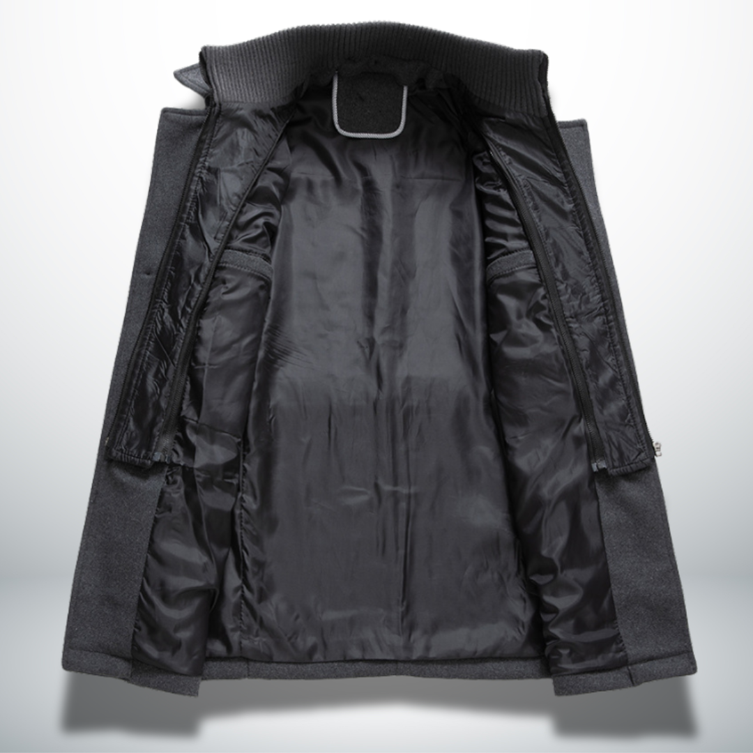 Lincoln coat interior lining and inner pocket detail
