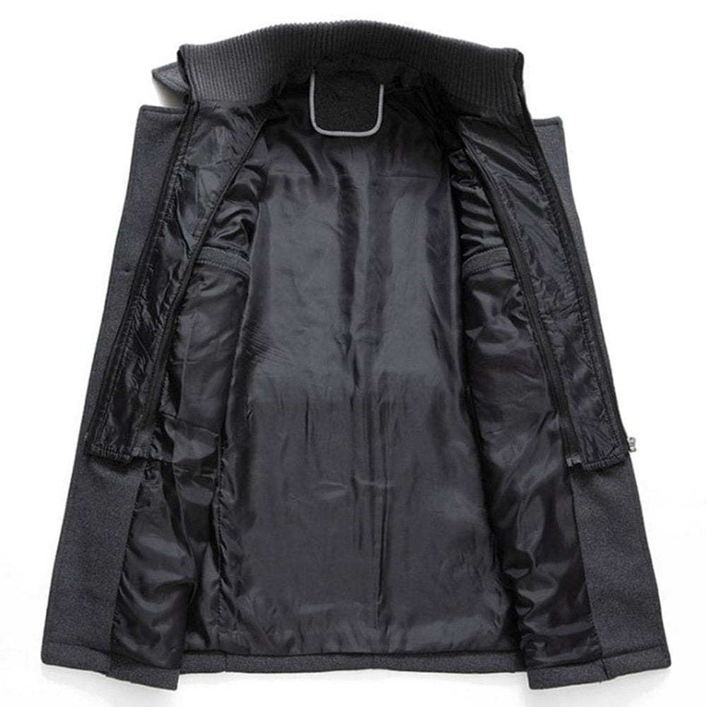Marcus wool overcoat interior lining and pocket detail