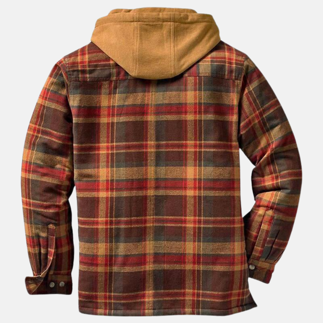 Marcus plaid hooded flannel jacket, back view