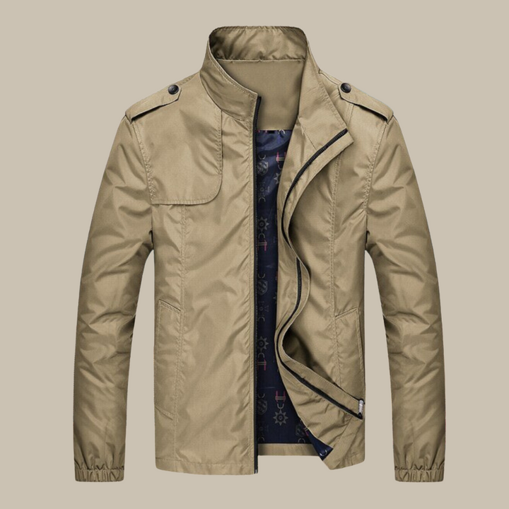 Marcus khaki slim fit windbreaker jacket, front view open