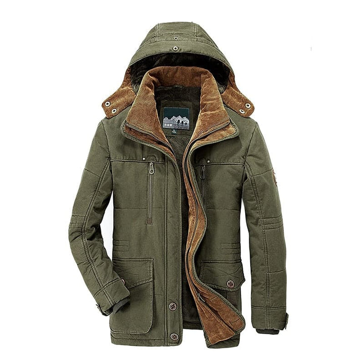 Nathaniel green hooded winter jacket, open front view