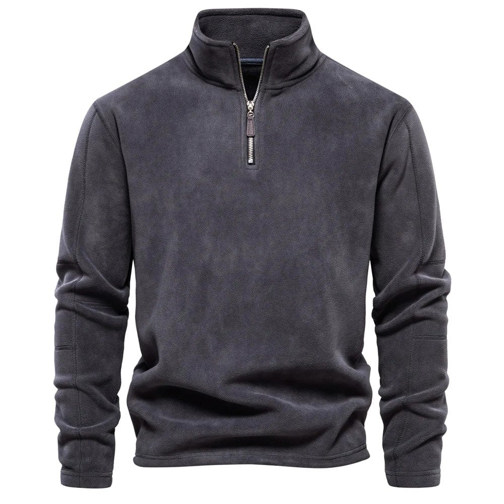 Preston classic quarter-zip mock neck sweatshirt in gray, front view
