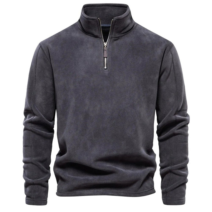 Preston classic quarter-zip mock neck sweatshirt in gray, front view