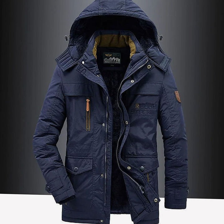 Roman heavy-duty winter jacket in navy blue, front view