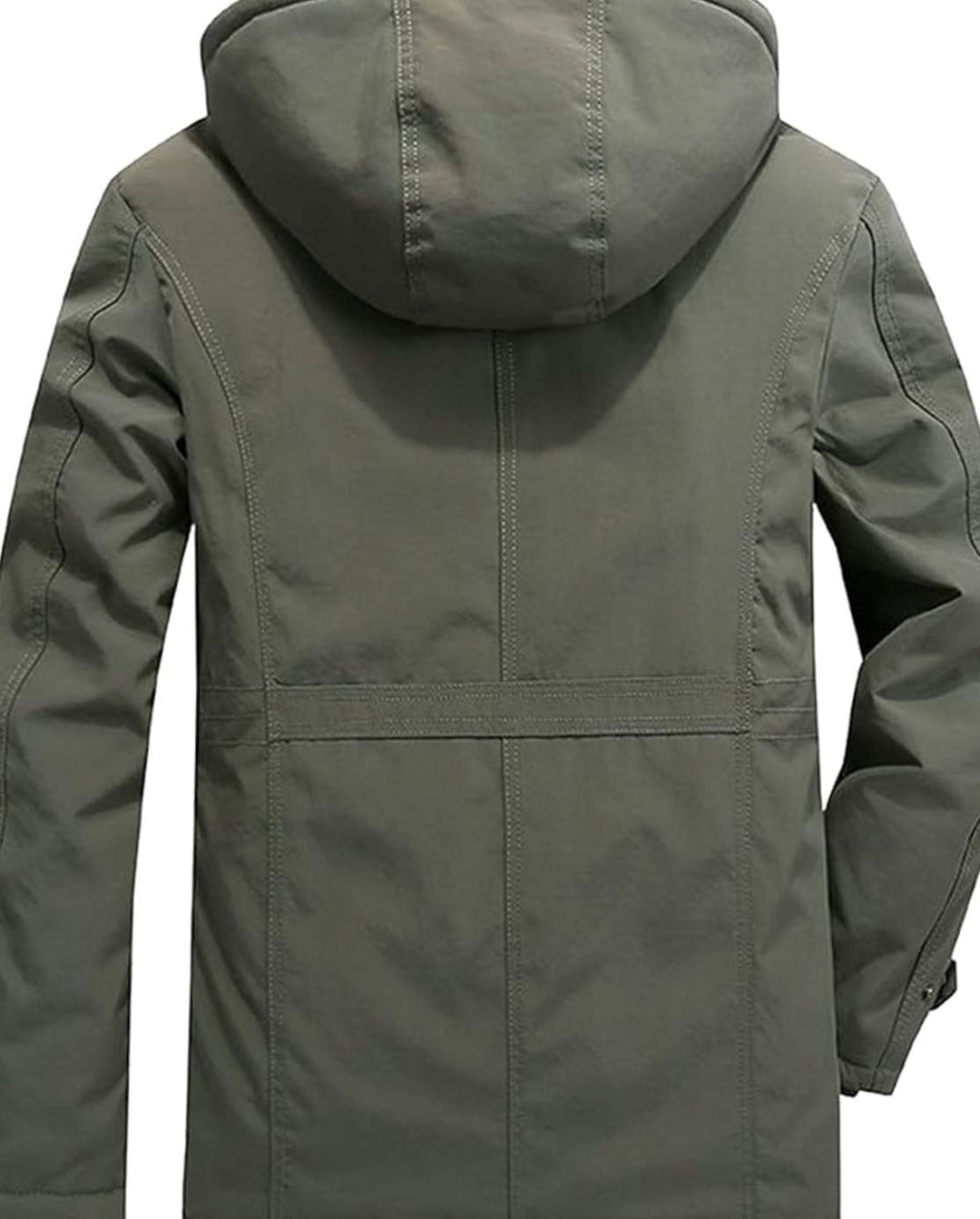 Roman hooded winter jacket in olive green, back view
