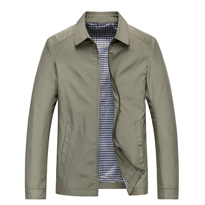 Rowan lightweight water-resistant jacket in olive green, front view