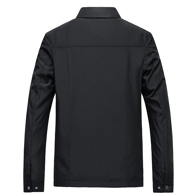 Rowan lightweight water-resistant jacket in black, back view
