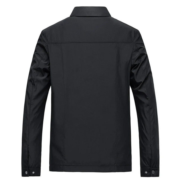 Rowan lightweight water-resistant jacket in black, back view