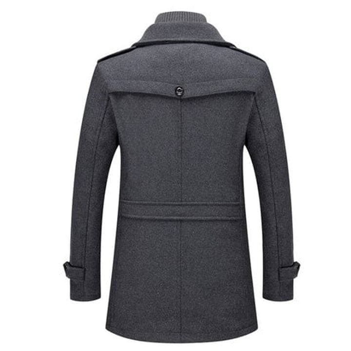 Sebastian slim-fit wool coat, back view showing tailored cut