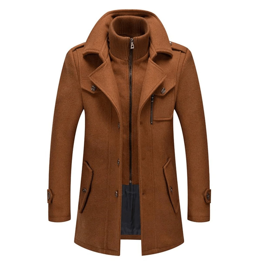 Sebastian slim-fit wool coat in an alternate colorway, front view