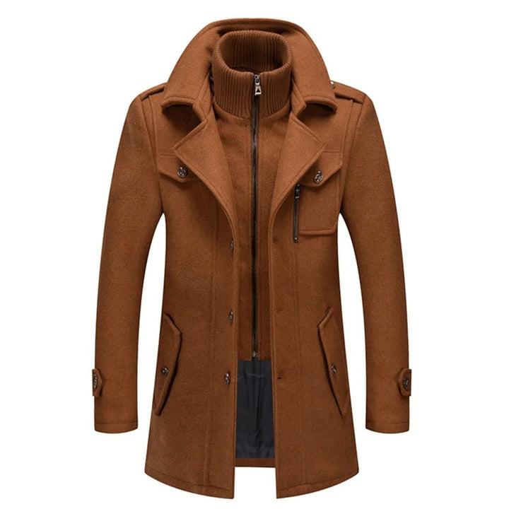 Sebastian slim-fit wool coat in an alternate colorway, front view