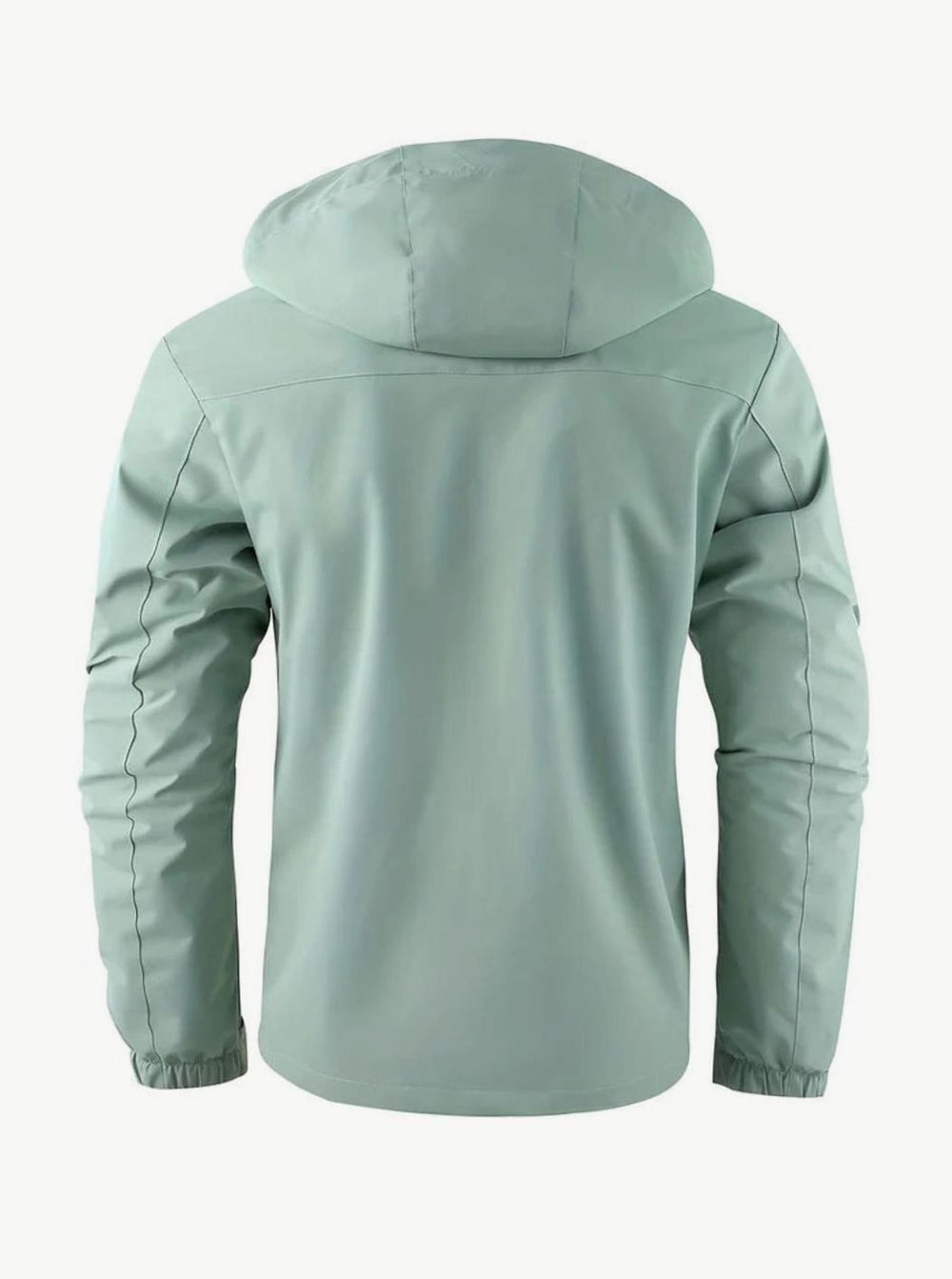 Theodore hooded waterproof winter jacket in light green, back view