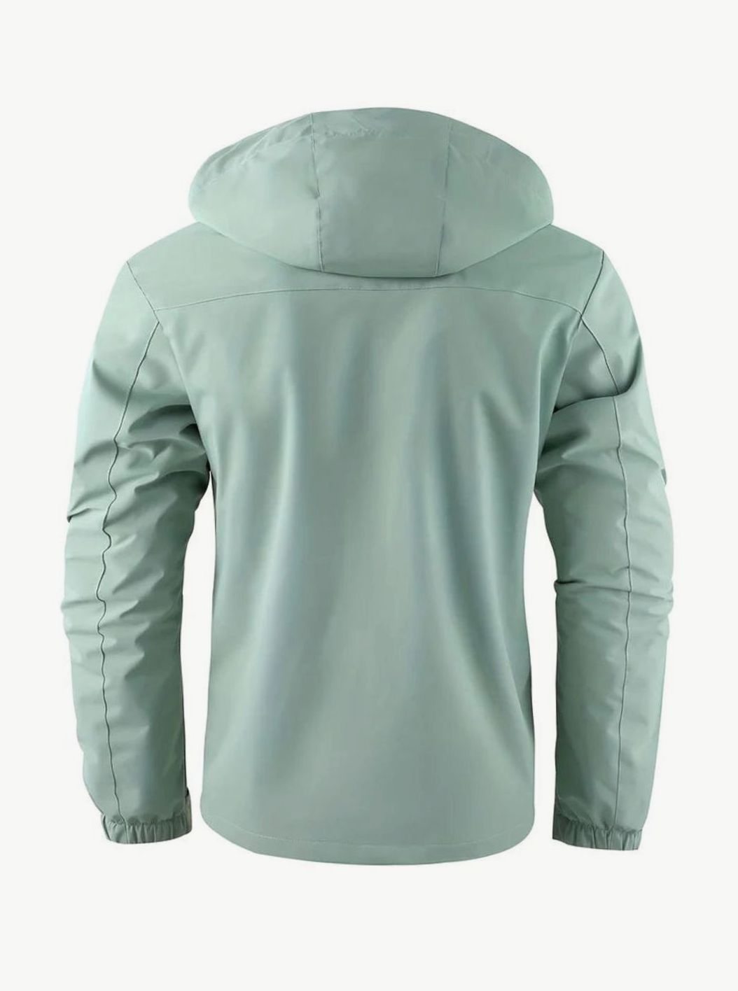 Theodore hooded waterproof winter jacket in light green, back view