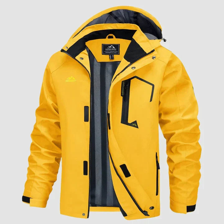 Vivian hooded winter jacket in yellow, front view