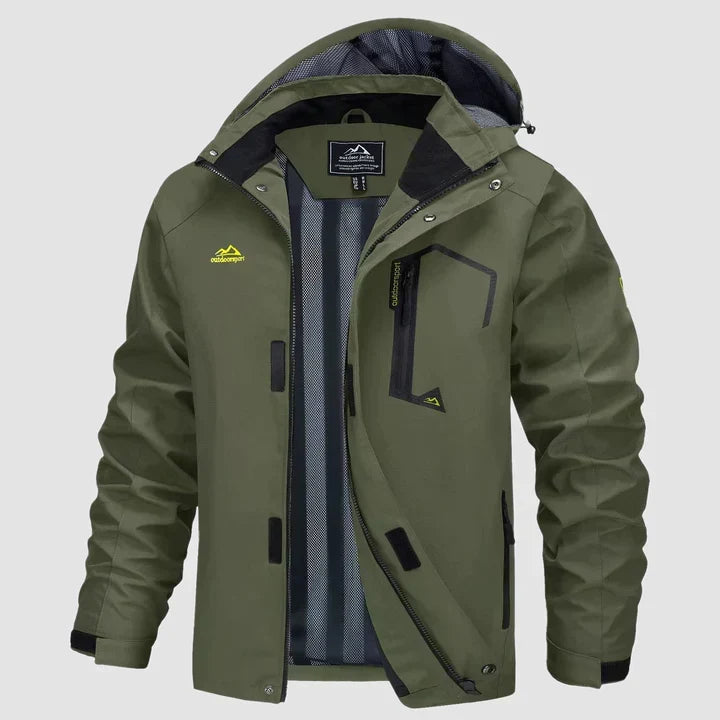 Vivian hooded winter jacket in army green, front view