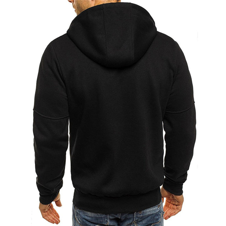 Weston black zip-up hoodie, back view