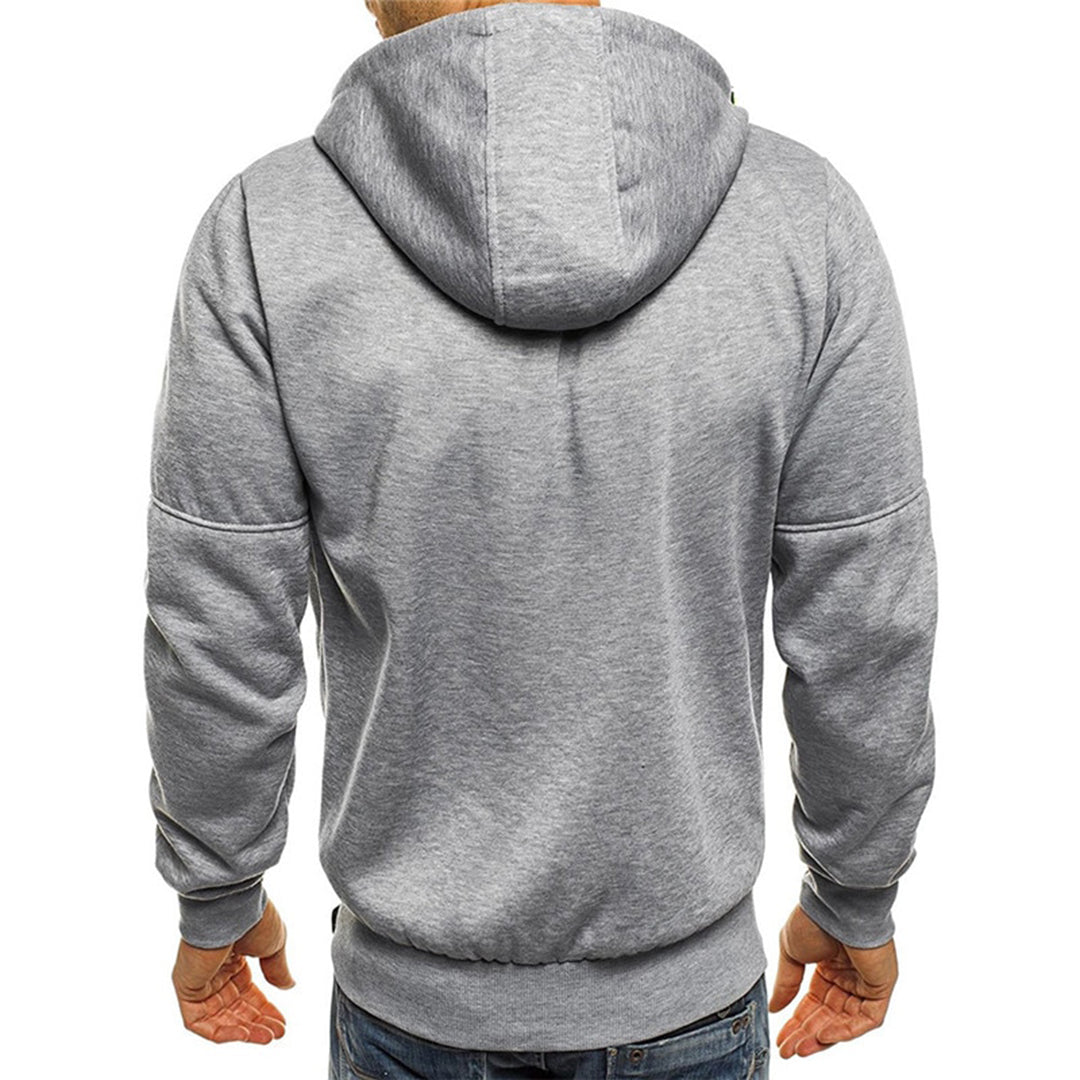 Weston light gray zip-up hoodie, back view